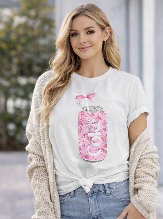 Diet Coke Pink Coquette T Shirt in White