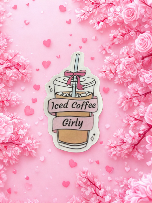Iced Coffee Girly Vinyl Sticker