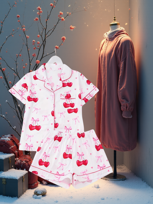 Cherry & Pink Bows PJ Set