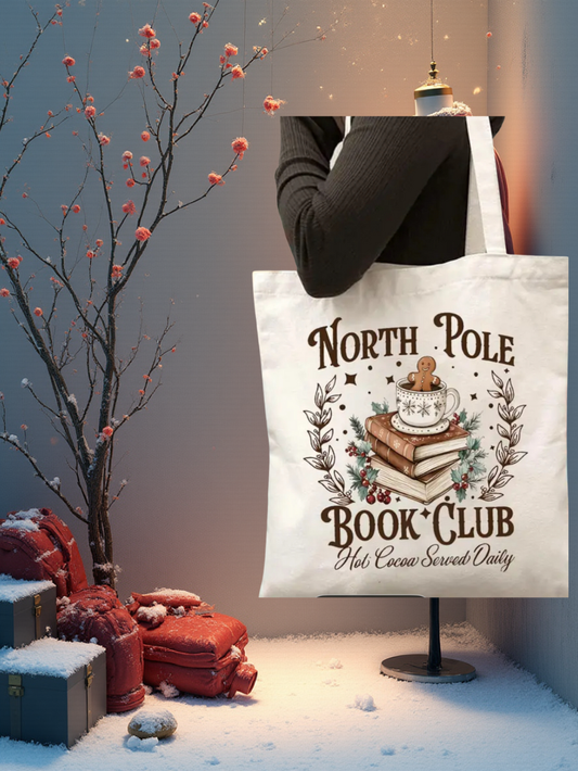 North Pole Book Club Tote Bag Canvas Tote
