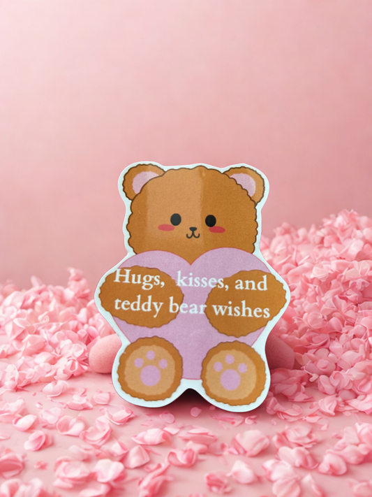 Cute Teddy Bear with large heart Sticker Design